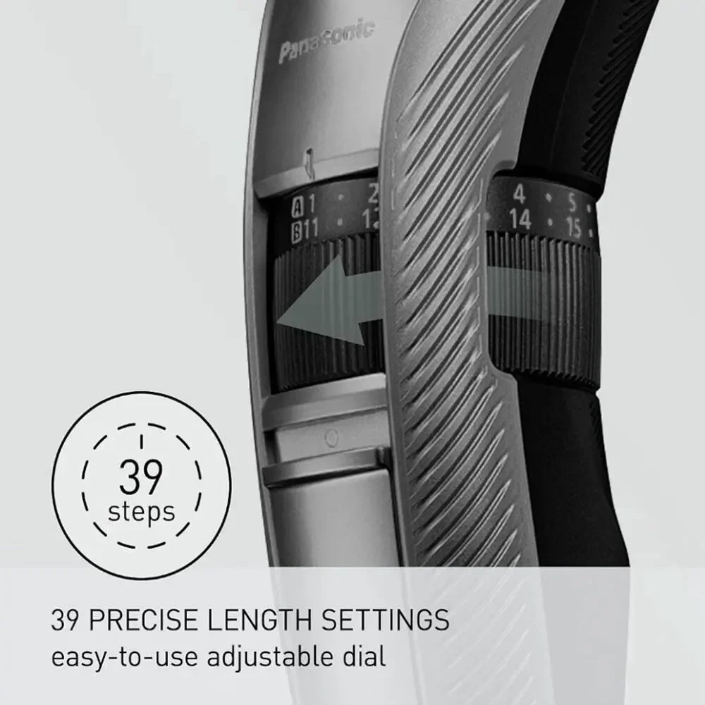 Panasonic ER-GC63-H Hair Clippers Corded/Cordless 2 Attachments - Silver